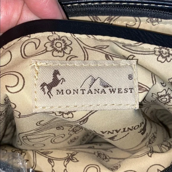 Montana West Concealed Carry Black and Gray Studded Tote - Picture 12 of 14